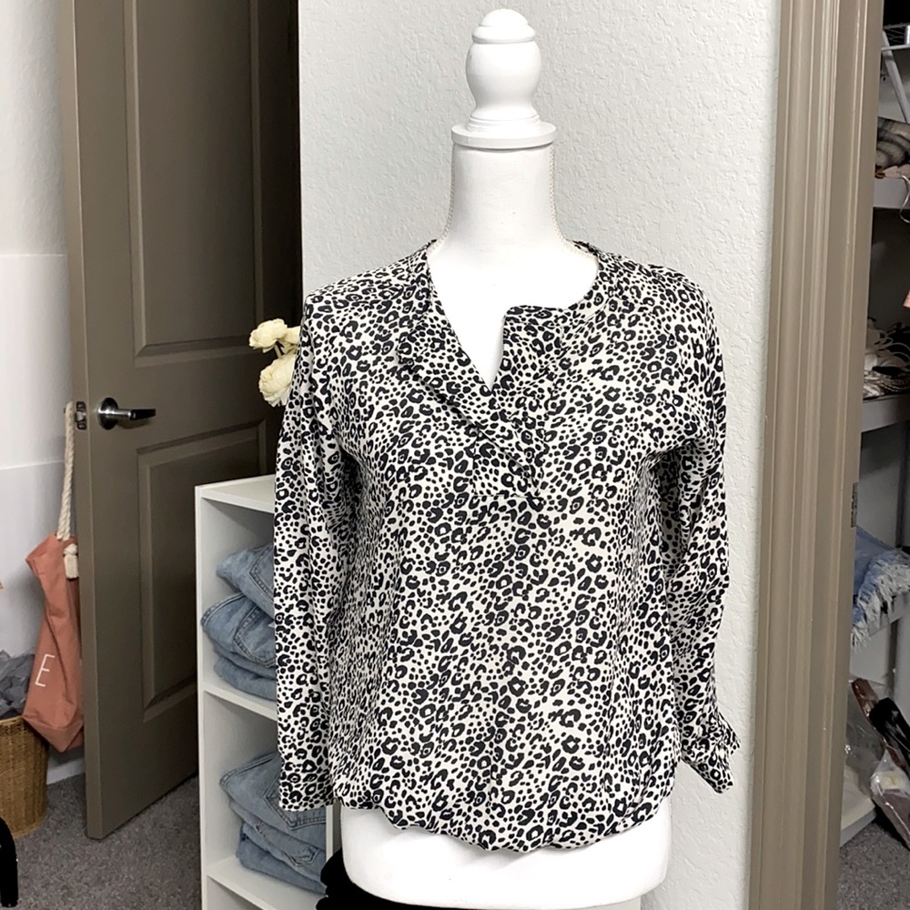 LOFT Animal Print Blouse Petite Small
